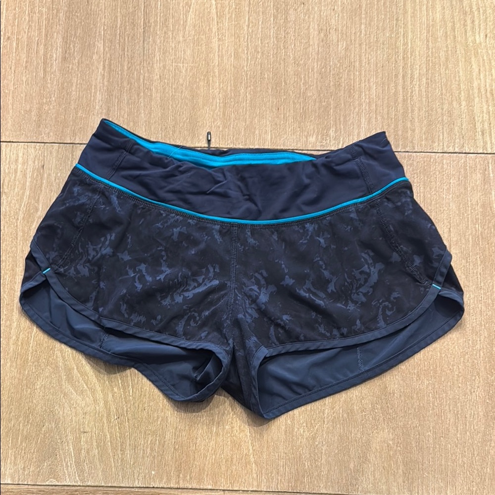 lululemon athletica Black and Teal Athletic Shorts